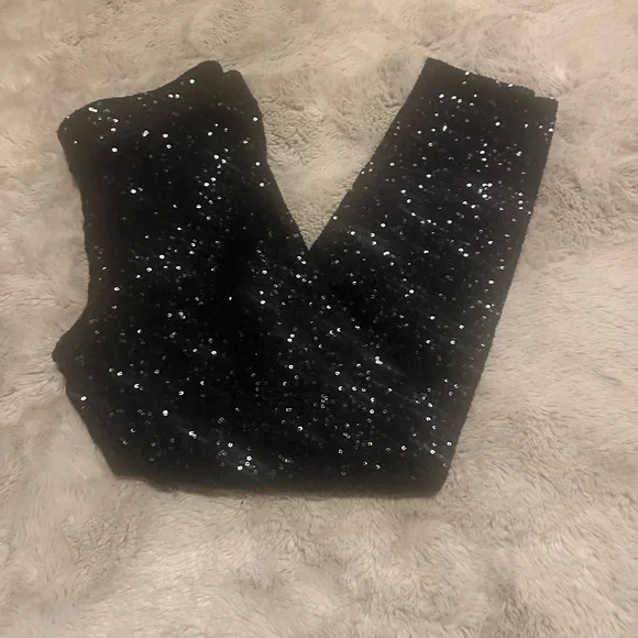 Victoria's Secret Pink Black Full Sequin Bling Leggings- Medium - Picture 2 of 3